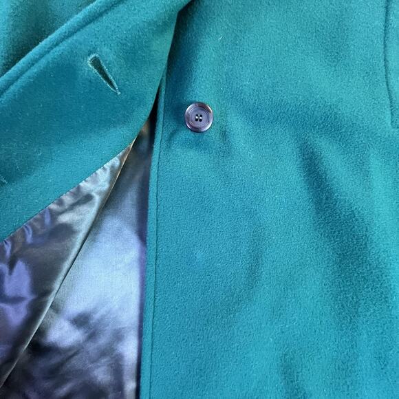 Vintage Teal Wool Coat by American Bazaar Size 14 Made in USA - Picture 8 of 16
